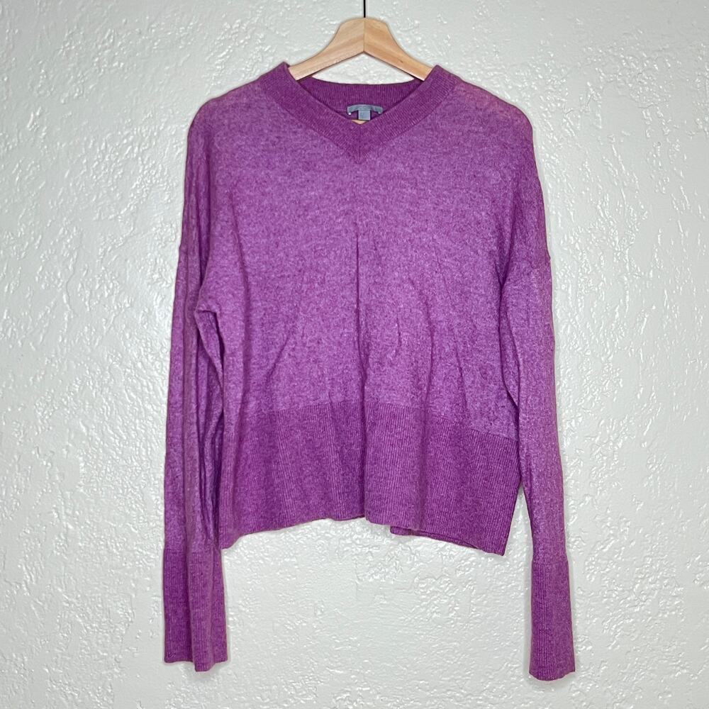 COS Women's Purple Wool Alpaca Blend V-Neck Long Sleeve Sweater Size Large